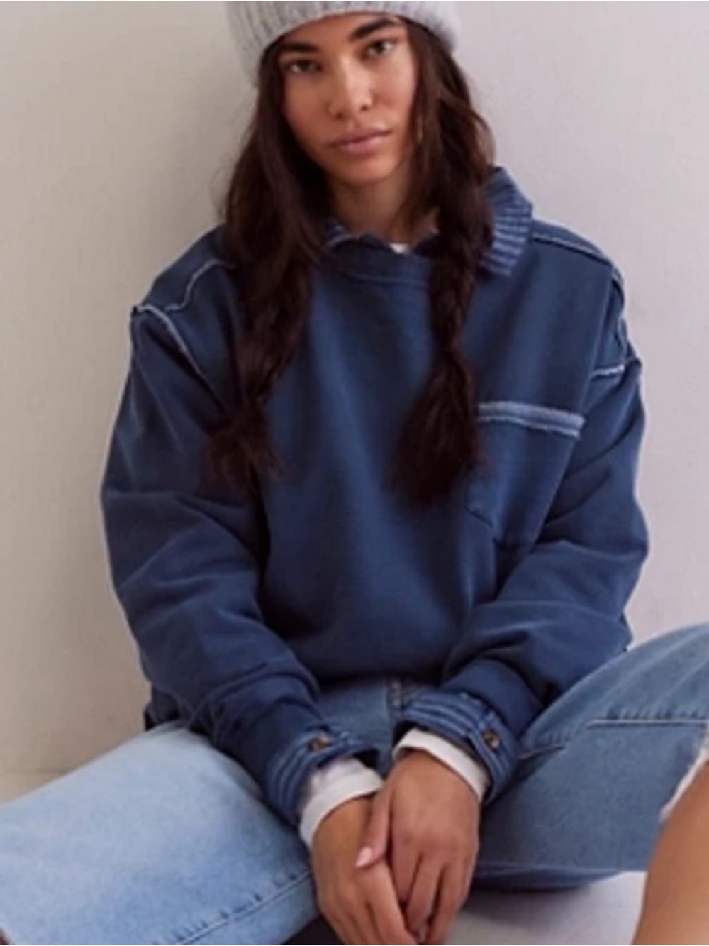 Free People We The Free Wallace Pullover Blue Size XS